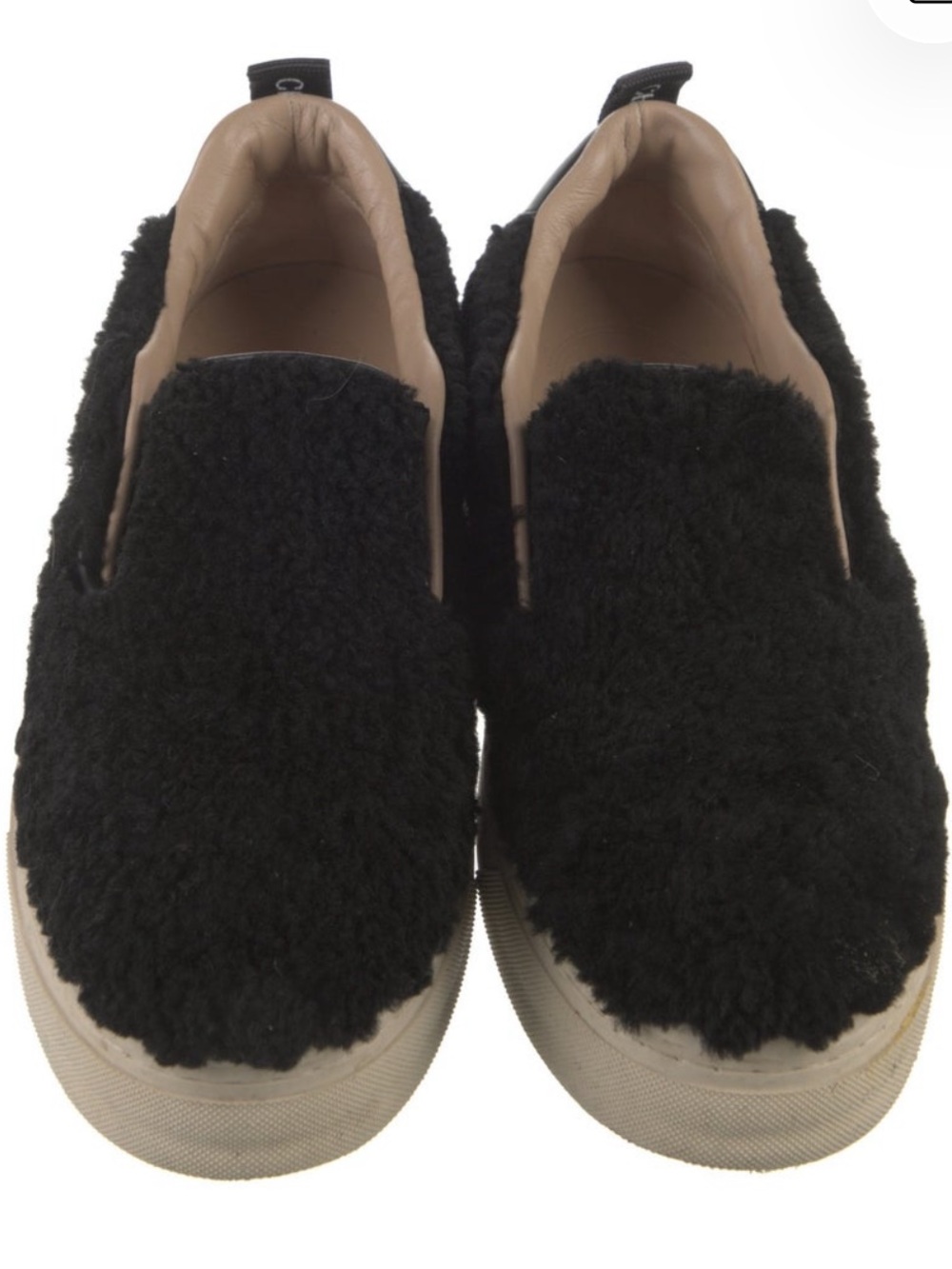 Chloe Black Shearling Slip-On Flats